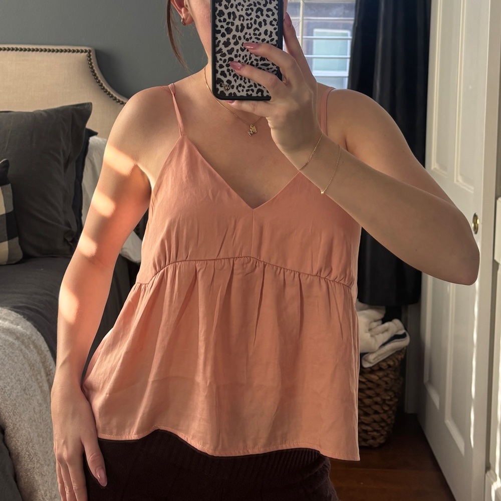 American Eagle Peach Pink V-Neck Babydoll Cami